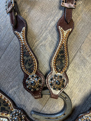 Leopard Fringe Breast Collar and Headstall Set