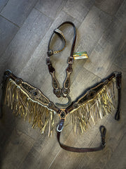 Leopard Fringe Breast Collar and Headstall Set